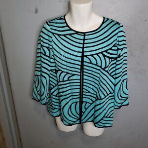 Ming Wang Blue and Black Career Jacket Cardigan XL